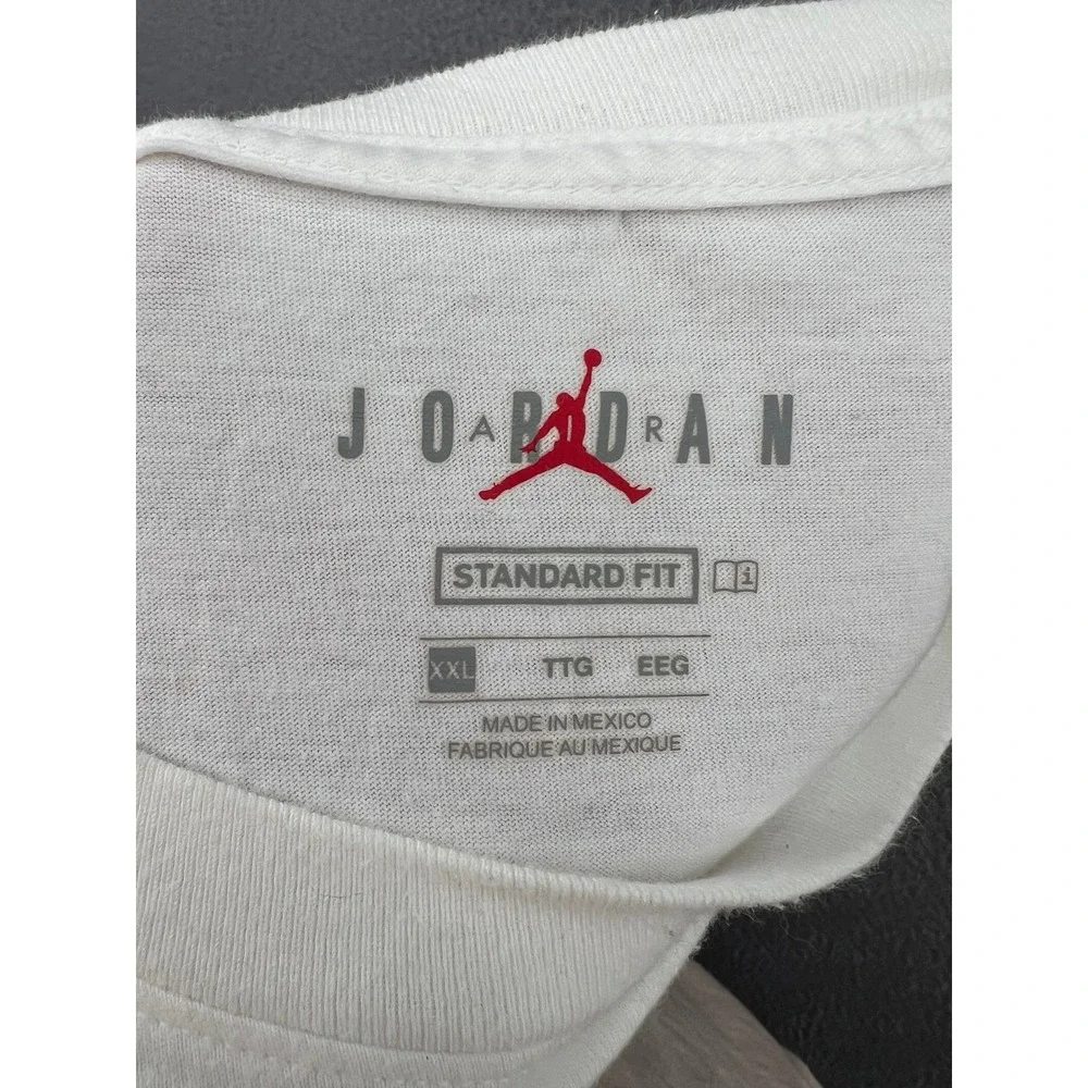 Jordan Jumpman Shirt Mens XXL White Graphic Tee Standard Fit Gold Logo Swoosh